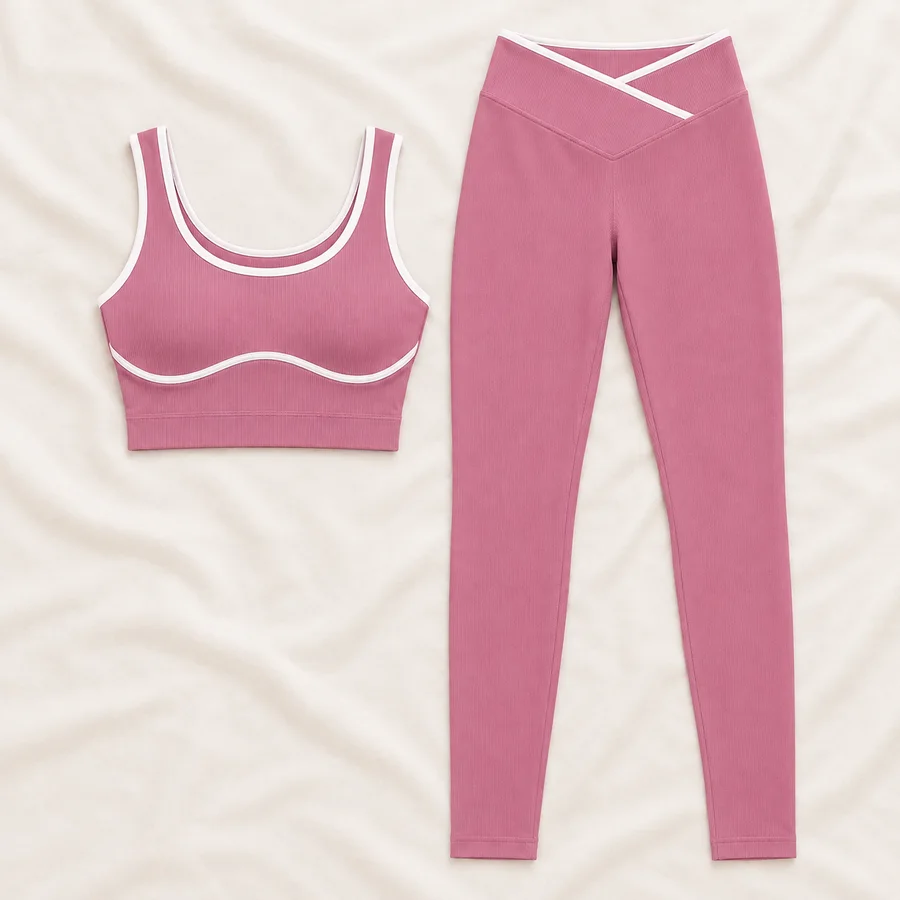 Conteúdo do conjunto: um top e uma legging rosa