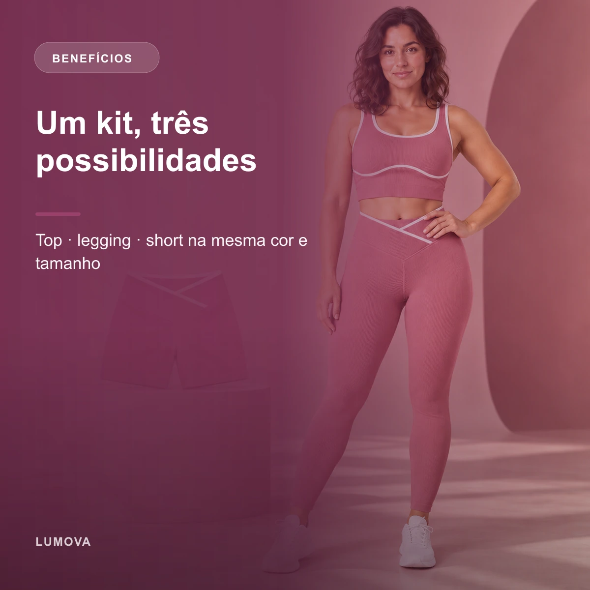 Visão geral dos benefícios de Conjunto Fitness Canelado 3 Peças
