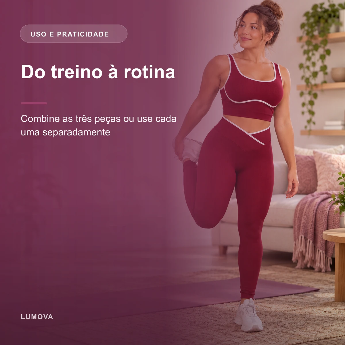 Uso e praticidade de Conjunto Fitness Canelado 3 Peças